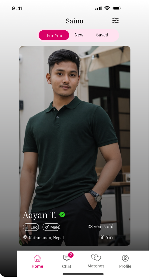 Saino App Screen 2